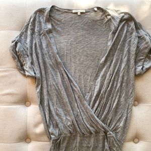 Vince gray banded waist low v neck top